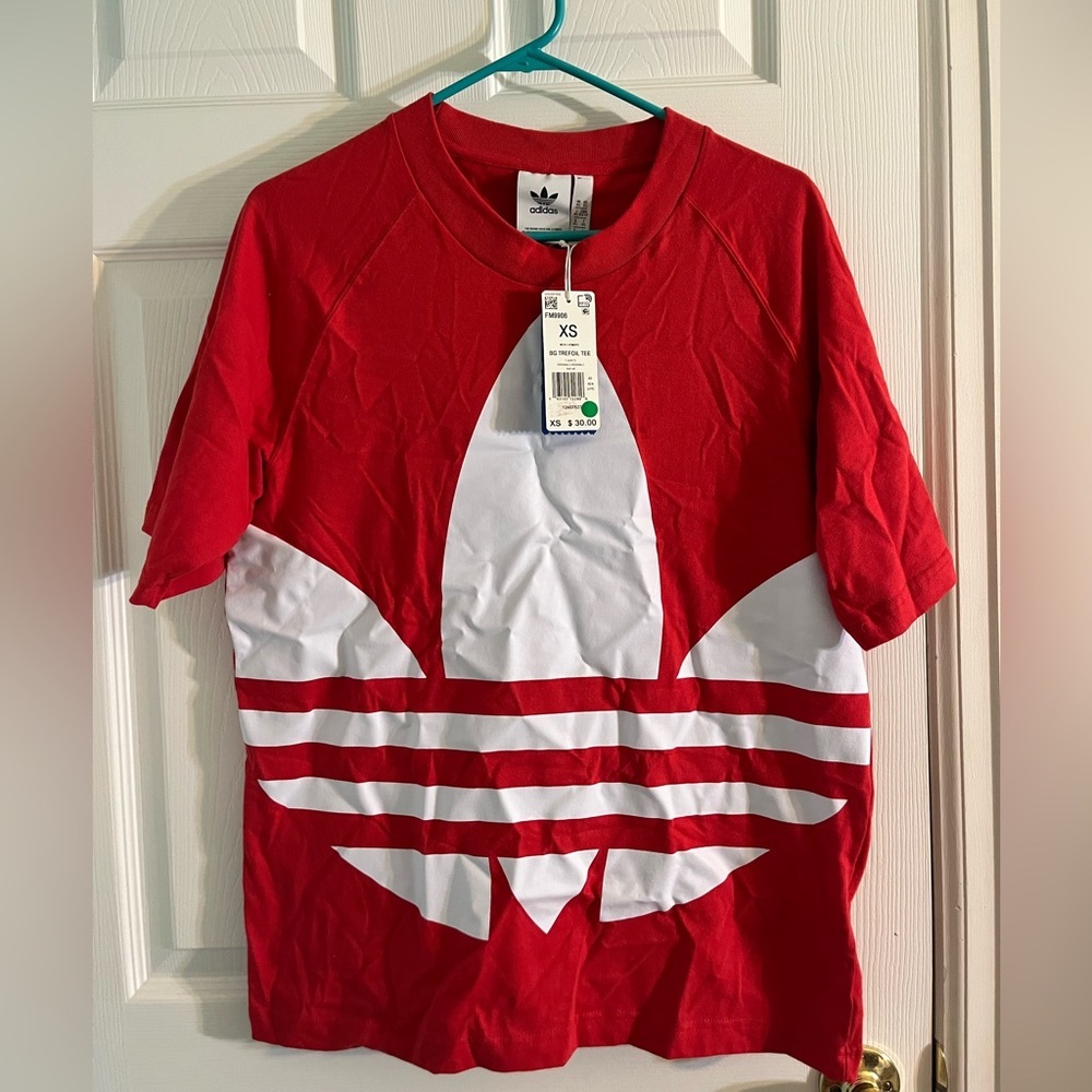 NWT- Red Adidas graphic tee oversized